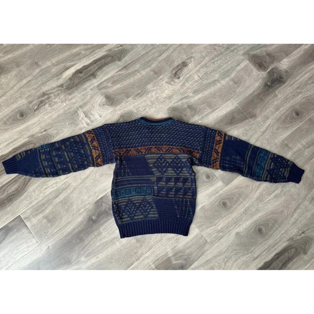 90s Style Geometric Abstract Knit Pattern Pullover Kid Sweater *Read Description
